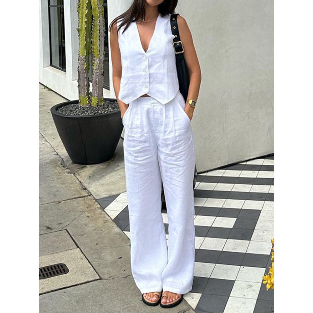 COPY - Commense Cotton Casual Pants Set white size XS